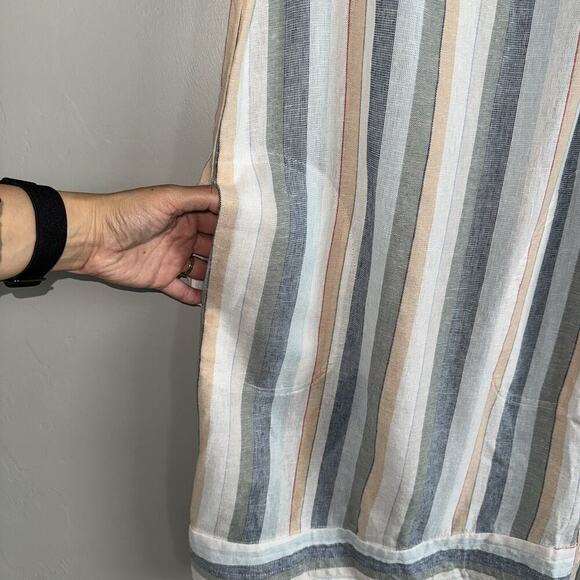 For Cynthia Womens Shift Tank Striped Linen Button Down Summer Dress Size XS - Picture 7 of 7